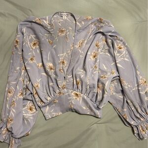 Floral V-Neck Blouse - cropped